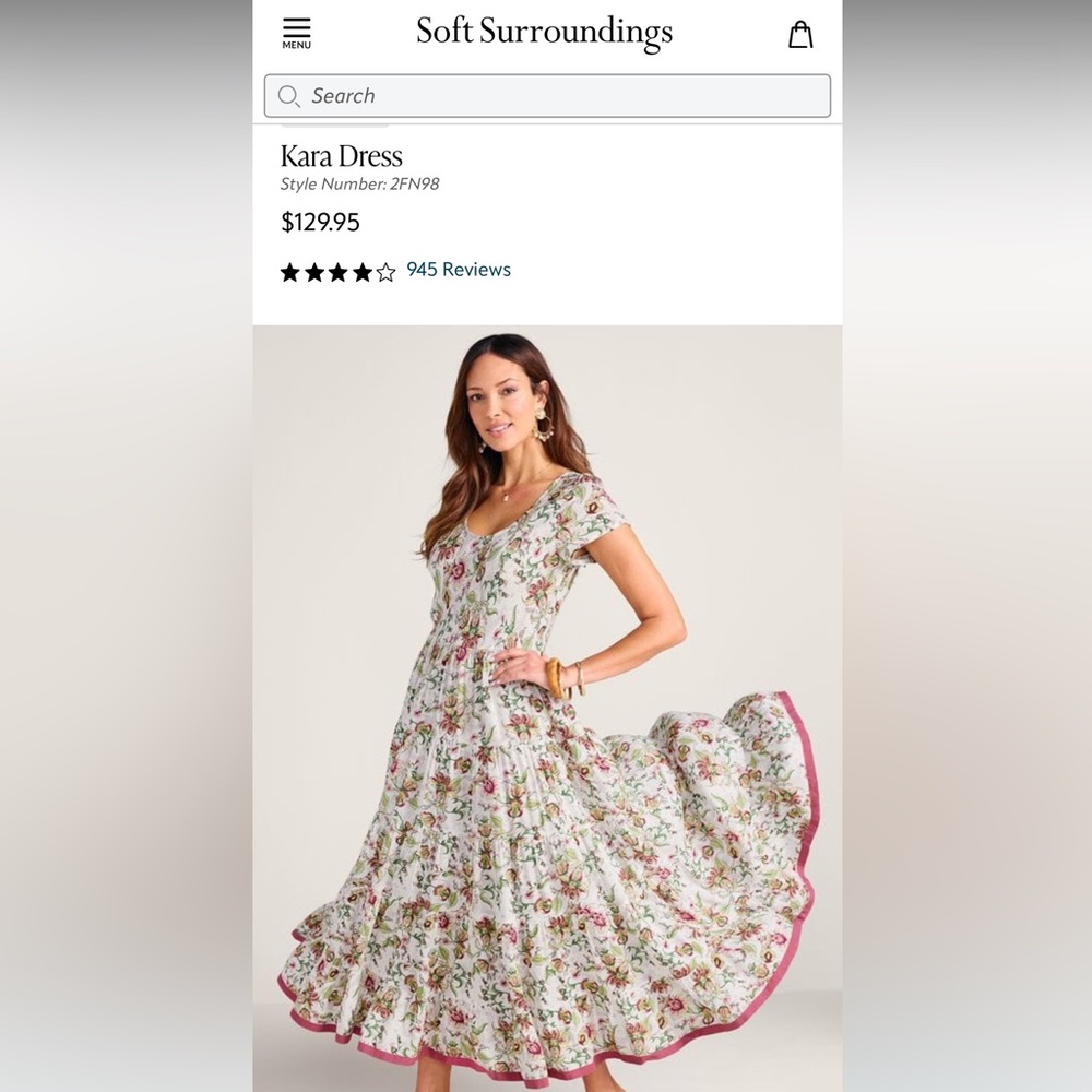 Beautiful Indian cotton gauze flowy dress Kara dress soft surroundings - Picture 3 of 12
